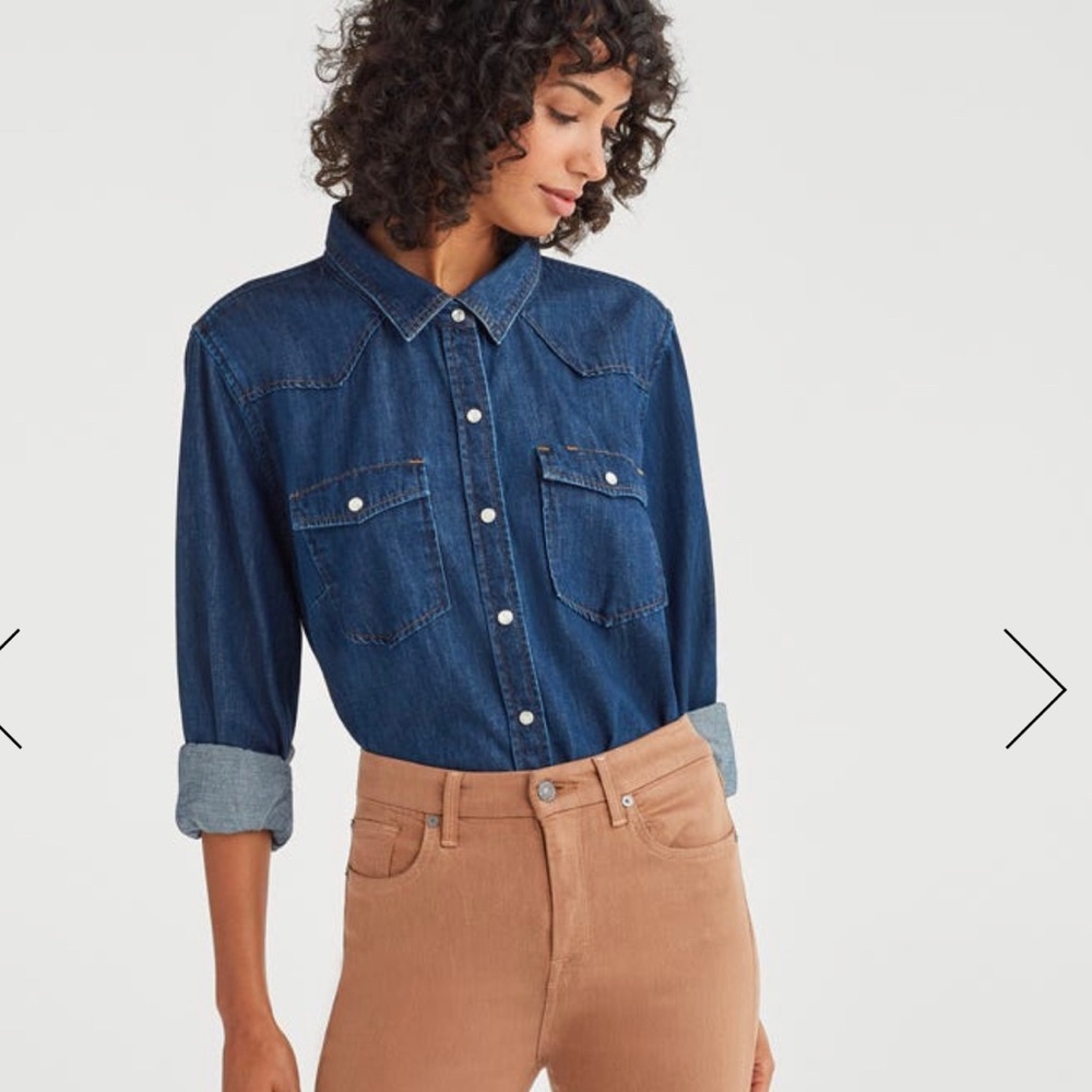 7 for all mandkind Western Denim shirt sz. S  NWT